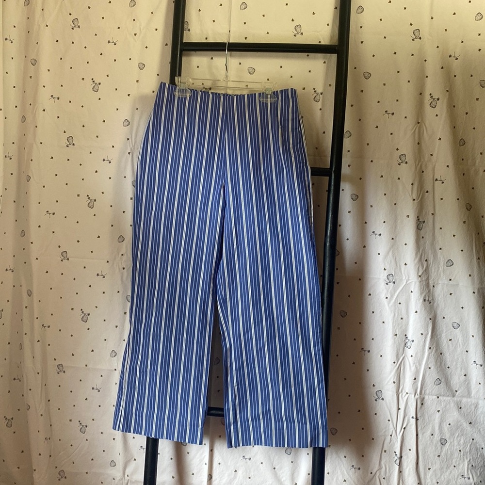 Zara Trafaluc Collection, blue, striped, capri length, slacks